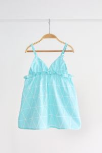 Сатиновое платье "Eva" для девочки (бирюзовые треугольники), MagBaby 1009