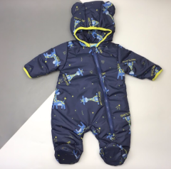 Теплый комбинезон с капюшоном для ребенка (жирафы, темно-синий), 8ПЛ066