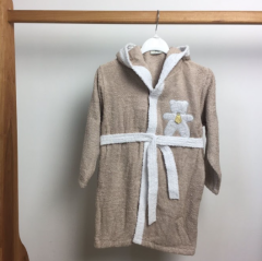 Махровий халат для дитини (бежевий з ведмедиком), 457 Minilori Baby