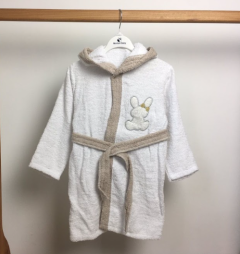 Махровый халат для девочки (белый с зайкой), 457 Minilori Baby