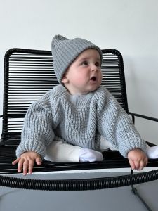 Вязаный свитер с содержанием шерсти для ребенка (серый), Barva