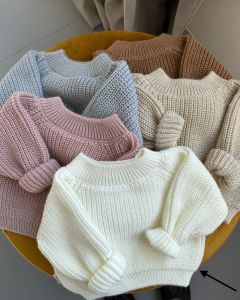 В'язаний светр з вмістом вовни для дитини (молочний), Barva