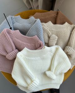 В'язаний светр з вмістом вовни для дитини (пудровий), Barva