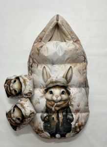 Конверт-ковдра на плюші для новонароджених + муфта(варяжки) на коляску,"Peter Rabbit"