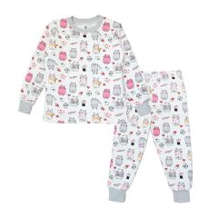 Пижама с легким начесом внутри (молочная/розовая), 2111601