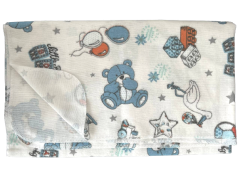 Фланелевая пеленка, 75*90 (голубой/мишка), Minikin 190901