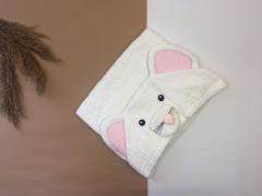 Махровое полотенце с капюшоном, айвори с розовым (105х47), BabyLine 9729
