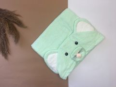 Махровое полотенце с капюшоном, зеленый (105х47), BabyLine 9729