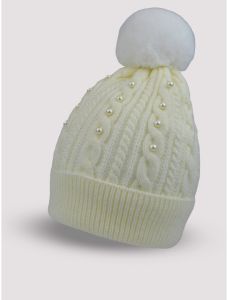 Вязаная шапка с флисовой подкладкой для девочки, Noviti CZ008-W-01