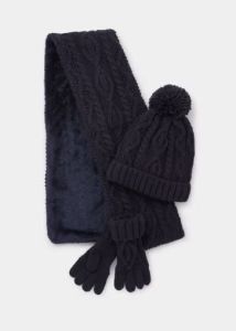 Комплект-трійка (шапка, шарф, рукавиці) (темно-синій)