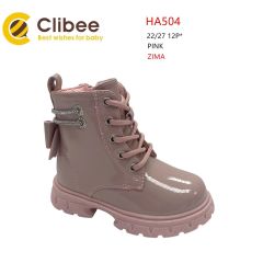 Лаковые ботинки утепленные искусственным мехом для девочки, HA504 pink