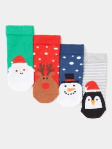 Набір трикотажних шкарпеток з новорічним принтом (4 пари)