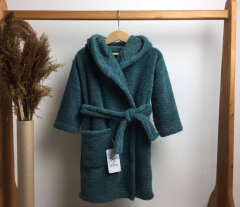 Плюшевий халат з капюшоном для дитини (темно-зелений), Lotex 286-21