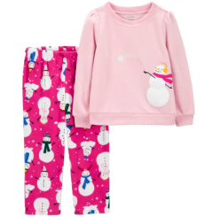 Флисовая пижама с новогодним принтом для ребенка