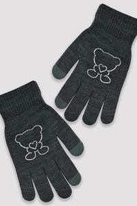 Трикотажні рукавиці всередині з легким начосом, Noviti RZ026-G-01 (темно-сірі)