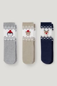 Набір новорічних шкарпеток з махровою ниткою всередині (3 пари)