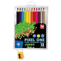 Олівці кольорові круглі з точилкою Pixel One 12 кольорів, Школярик 312221005-UA