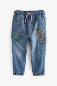 Утепленные джинсовые джогеры с махровой нитью