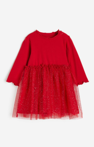 Трикотажное платье с фатиновой юбкой для девочки,1188052002