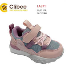 Кроссовки с кожаной стелькой для ребенка, LA971  grey/pink