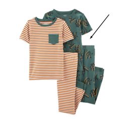 Трикотажная пижама для мальчика 1 шт.(зеленая с принтом)