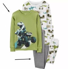 Трикотажная пижама для мальчика 1 шт. (зеленый реглан и серые штаны)