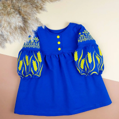 Трикотажна сукня з вишивкою "Колоски",(електрик) Ліо 3074-26