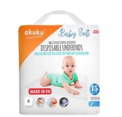 Одноразові гігієнічні пелюшки Baby Soft , 15 шт. (40х60 см), Akuku, A0500