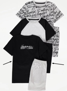 Трикотажная пижама для мальчика 1 шт. (черная футболка и черные шорты)