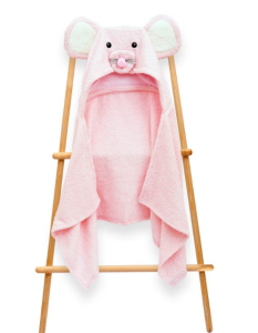 Махровое полотенце с капюшоном, розовый (105х47), BabyLine 9729
