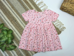 Муслиновое платье для девочки (розовое с цветами) Lotex 372-11