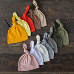 Трикотажна шапка з вузликом для дитини (яскраво-жовта) 1шт, TaNa Baby, 16