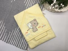 Махровое полотенце в комплекте с перчаткой, 100х100 см (желтое), 360 Ramel Kids