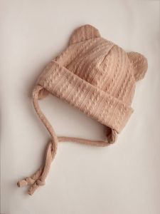 Вязаная шапочка с флисовой подкладкой (бежевая), Mini Flamingo