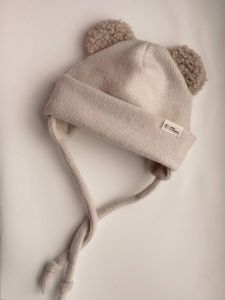 Ангорова шапочка Teddy з флісовою підкладкою (світлий беж), Mini Flamingo