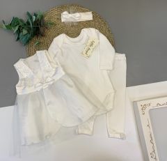 Святковий комплект для дівчинки (молочний), Little Angel  10786