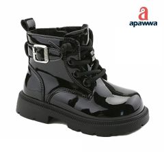 Ботинки c плюшевой подкладкой для девочки, Apawwa N629-1/N630-1 black