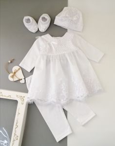 Святковий трикотажний комплект для дівчинки (білий), Little Angel 15209