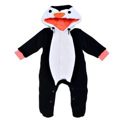 Теплый велюровый комбинезон с капюшоном "Пингвин", 215504