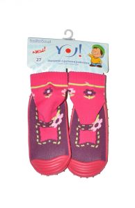 Носки с резиновой подошвой  для девочки (розовые) , YOclub OB-002