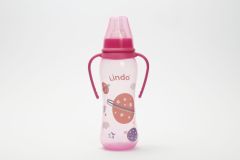 Бутылочка с силиконовой соской 250 мл, розовая Lindo LI 135
