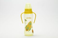 Пляшечка з силіконовою соскою, 250 мл, (жовта) Lindo LI 135