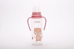 Бутылочка с силиконовой соской 250 мл, розовая Lindo LI 141
