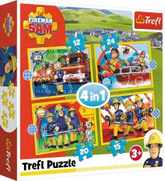 Пазлы "Fireman Sam and his team" 4в1, Trefl 34373