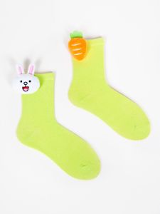Шкарпетки з 3D нашивкою "Зайка і морква" (салатові), SK-87/3D/С2/G