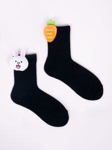 Шкарпетки з 3D нашивкою "Зайка і морква" (чорні), SK-87/3D/С3/G
