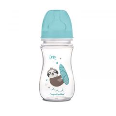 Антиколікова пляшечка з широким отвором 240мл (лінивець) Canpol Babies 35/221