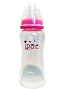 Бутылочка объемом 300 мл с силиконовой соской,розовая  Lindo А 17
