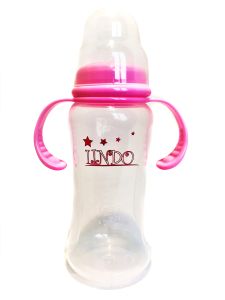 Бутылочка объемом 300 мл с силиконовой соской, розовая  Lindo А 19