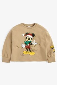 Укороченый свитшот на флисе и с новогодним принтом Mickey Mouse